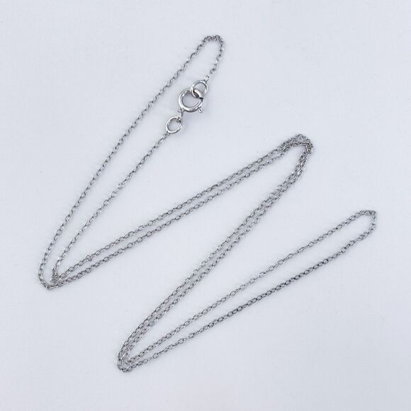 Vintage Sterling Silver 925 0.4mm Cable Link Chain Necklace 18.5” - Picture 1 of 3